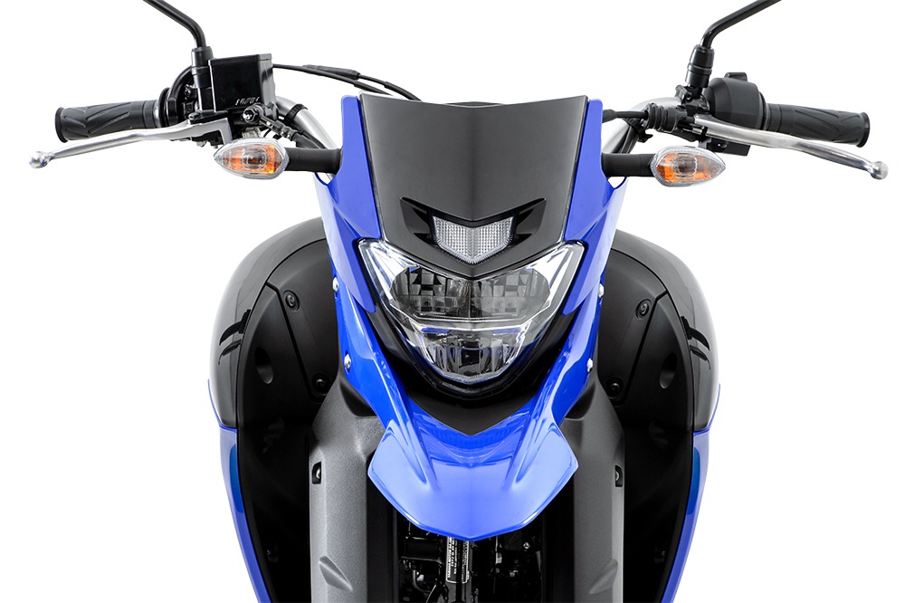 Guidão e farol dianteiro da Yamaha XTZ 250 Lander 2021 na cor azul